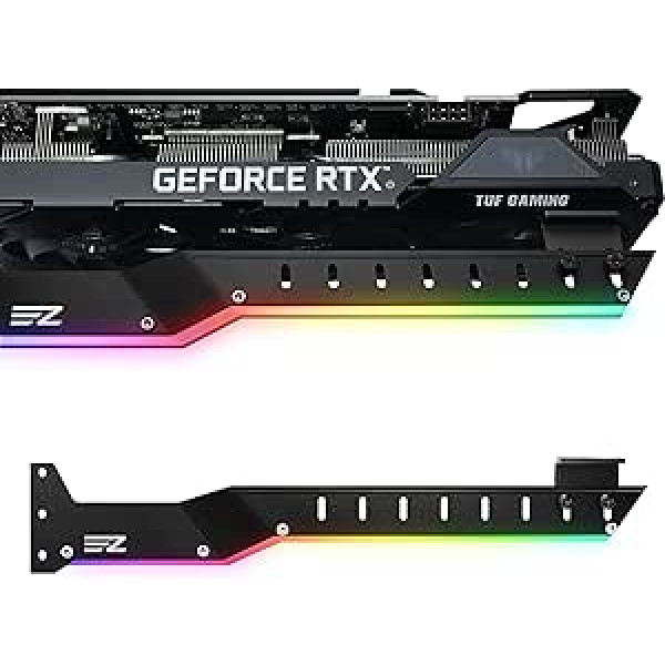 EZDIY-FAB GPU turētāja grafiskās kartes GPU atbalsta video kartes turētājs ar 5V 3-pin ARGB LED, video kartes turētājs Sag turētājs/maciņa kronšteina atbalsts RX6700, RTX3090-309EZ-Black