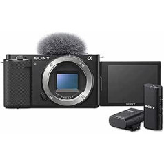 Sony Alpha ZV-E10 maināma objektīva videologa kamera (grozāmais ekrāns, 4K video, reāllaika acu automātiskais fokuss) + ECM-W2BT bezvadu mikrofons ar Bluetooth