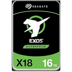 Seagate Exos X18 Enterprise, 16TB HDD, CMR 3,5 collas, Hyperscale SATA 6GB/s, 7200 RPM, 512e, 4Kn ātrs formāts, zems latentums ar uzlabotu kešatmiņu, modeļa Nr.: ST16000NM000J