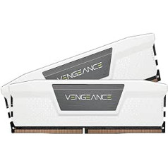 Corsair VENGEANCE DDR5 RAM 64 GB (2 x 32 GB) 5200 MHz CL40 Intel XMP iCUE saderīga datora atmiņa — balta (CMK64GX5M2B5200C40W)