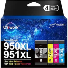 950XL 951XL printeru kasetnes Vairāku iepakojumu tintes kasetnes, kas saderīgas ar HP 950 951 Officejet Pro 8600 8610 8100 8615 8616 8620 8625 8630 8640 8660 25, cyan, cyan, 8660 25, 1d 1A, 1