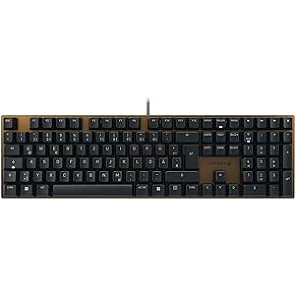 CHERRY KC 200 MX mehāniskā biroja tastatūra ar anodētu metāla plāksni, vācu izkārtojums (QWERTZ), vadu, MX2A brūni slēdži, melns/bronza