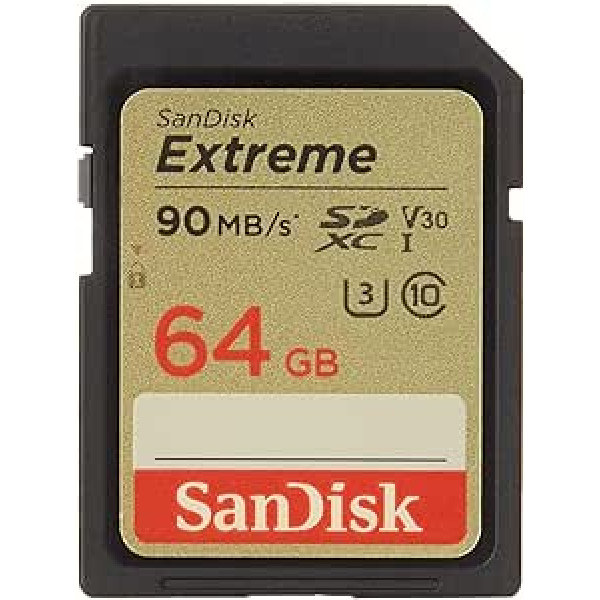 SanDisk Extreme 64 GB SDXC Speicherkarte bis zu 90 MB/Sek, Class 10, U3, V30, FFP