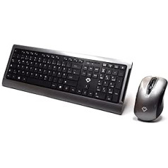 Bezvadu tastatūras un peles komplekts, 2,4 GHz kluss tastatūras un peles komplekts ar 2-in-1 USB bezvadu uztvērēju, ciparu tastatūra, 3 DPI izvēle datoriem, personālajiem datoriem, klēpjdatoriem, galddatoriem, viedtelevizoriem — vācu val.