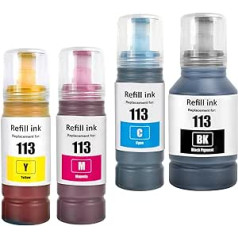 LAIPENG 113 tinte saderīga ar Epson 113, kas paredzēta Ecotank ET-16150 ET-16600 ET-16650 ET-16680 ET-5150 ET-5160 ET-5170 ET-5800 ET-5850 ET-5880 Pro ET-5880 Pro ET-5880 Pro ET-500113-5 ET-8 ET-5880 printeris (BK/C/M/Y)