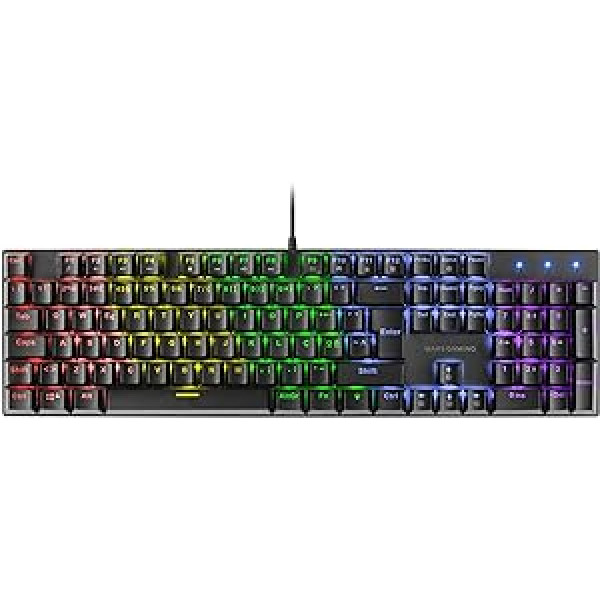 Mars Gaming MK422 Melns,Mehāniskā spēļu tastatūra RGB, Antighosting,Mehāniskais slēdzis brūns,portugāļu valoda