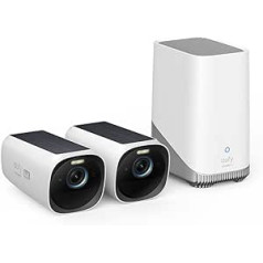 eufy Security S330 eufyCam 3, āra novērošanas kamera, 4K bezvadu novērošanas kamera Solar 2+1 ar sejas noteikšanas KI, krāsaina nakts redzamība, paplašināma atmiņa 16 TB, bezmaksas