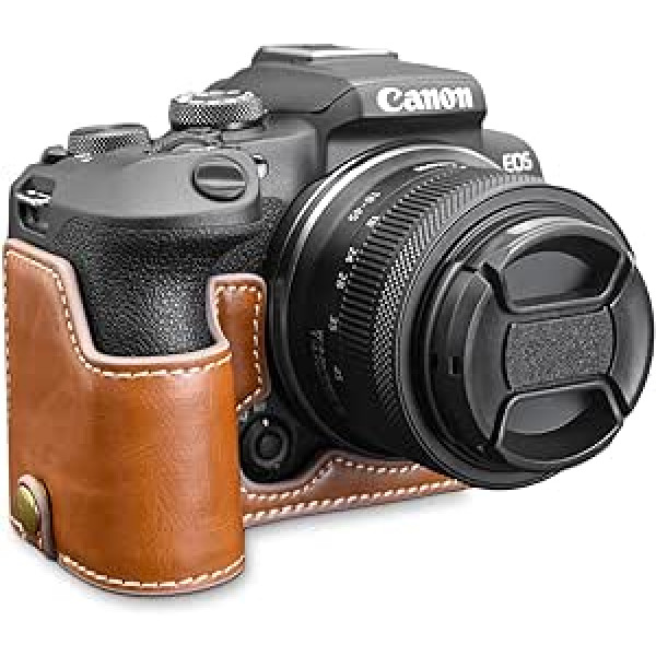 Rieibi EOS R10 Case - High Quality Leather Case for Canon EOS R10 Mirrorless Camera - Handle Bag for Canon EOSR10, brown, PU leather