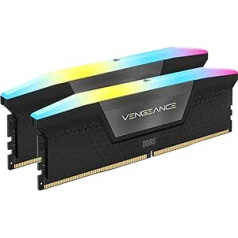 Corsair VENGEANCE RGB DDR5 RAM 48GB (2x24GB) 7000MHz CL40 Intel XMP iCUE saderīga datora atmiņa — melna (CMH48GX5M2B7000C40)