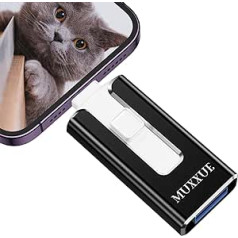 MUXXUE USB zibatmiņa iPhone 64 GB, metāla iPhone Memory Stick ar iOS/USB 3.0/USB C portu, 3 vienā iPhone USB zibatmiņa iPhone/Android mobilajam tālrunim/planšetdatoram/personālajam datoram/Mac.