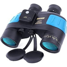 10X50 Waterproof Anti-Fog Military Marine Binoculars with Rangefinder and Compass for Navigation, Boating, Fishing, Water Sports, Hunting and More
