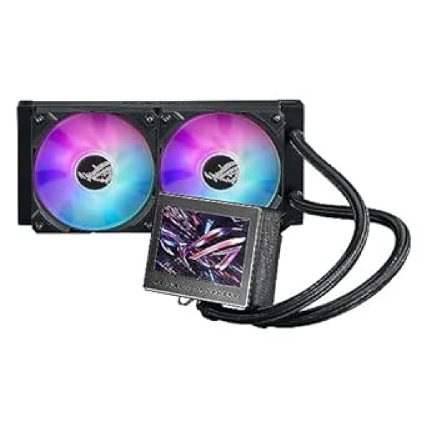 ASUS ROG Ryujin III 240 ARGB daudzfunkcionāls šķidrā procesora dzesētājs ar 3,5 collu LCD, 8. paaudzes Asetek sūkni, iebūvētu ventilatoru un ROG 120 mm magnētisko margrietiņa ķēdes ARGB dzesēšanas ventilatoru