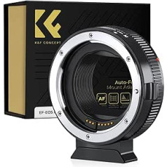 K&F CONCEPT Canon Auto EF/EF-S uz EOS R metāla autofokusa adapteris ar aizsargvāciņu