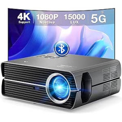 Projektors 4K mājas kinozāles Full HD, 1080P 12000 lūmenu 5G WLAN Bluetooth video projektors ar pārnēsājamu somu, augsts spilgtums, LED mobilā tālruņa projektors, saderīgs ar Fire Stick, mobilais, viedtālrunis PS5