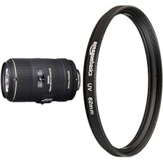 Sigma 258306 105 mm F2.8 EX Macro DG OS HSM objektīvs (62 mm filtra vītne) Nikon objektīva bajonetam un Amazon Basics UV griezuma filtrs — 62 mm