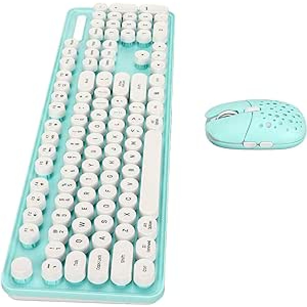 Dilwe bezvadu tastatūras un peles kombinācija, bezvadu tastatūra un pele, 2,4 G Pure Color Retro, bezvadu tastatūras pele ar apaļiem taustiņiem un ciparu tastatūru (zilā tāfele)