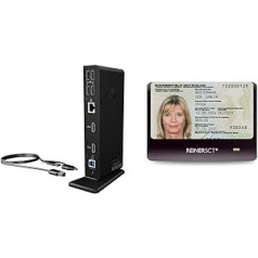 ICY BOX USB-C prijungimo stotelė (11 viename) 2 monitoriams (2x HDMI) ir gryna SCT CyberJack RFID lusto kortelių skaitytuvo bazė | Naujai ID kortelei (NPA) Juoda