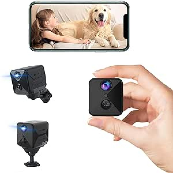 javiscam mini kamera, Full HD novērošanas kamera, iekštelpu novērošana, mini kameras tiešraides mobilā tālruņa lietotne, 100 dienu ilga gaidstāves WiFi kamera, kustības sensora nakts redzamība