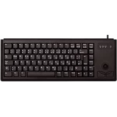 CHERRY Compact-Keyboard G84-4400, Französisches Layout, AZERTY Tastatur, Kabelgebundene Tastatur, Mechanische Tastatur, ML Mechanik, Integrierter optischer Trackball Plus 2 Maustasten, schwarz