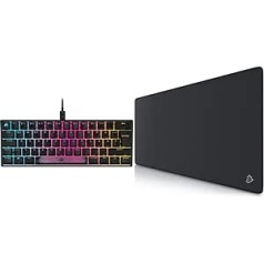 Corsair K65 RGB Mini 60 % mechaninė žaidimų klaviatūra, QWERTZ, juodas ir CSL kompiuteris – XXL greitųjų žaidimų pelės kilimėlis Titanwolf juodas 900 x 400 mm – XXL pelės kilimėlis – didelio dydžio stalo kilimėlis, 23032532