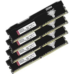 DDR4 2666MHz 64GB komplekts (16GBx4) Galddatora RAM PC4-21300 UDIMM bez ECC unbuferēta 1,2V 288-Pin CL19 datora datora atmiņas jaunināšanas moduļa atmiņas komplekts (melns)