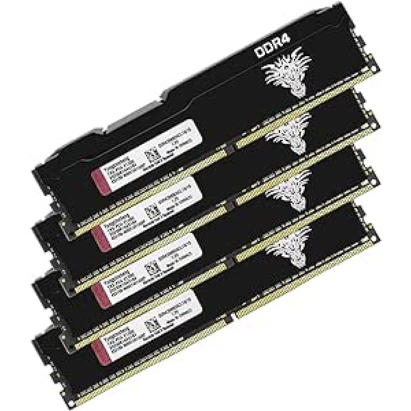 DDR4 2666MHz 64GB komplekts (16GBx4) Galddatora RAM PC4-21300 UDIMM bez ECC unbuferēta 1,2V 288-Pin CL19 datora datora atmiņas jaunināšanas moduļa atmiņas komplekts (melns)