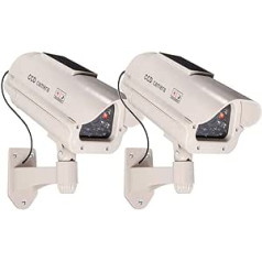 2 Large Dummy Cameras Solar Dummy with Lens Flashing LED Waterproof for Indoor and Outdoor Use