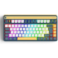 IQUNIX A80 Explorer mehāniskā tastatūra (UKLayout), TKL bezvadu 2,4 GHz Bluetooth 5.0 vadu TypeC spēļu tastatūra ar 84 taustiņu RGB fona apgaismojumu, noliekti Frow PBT taustiņi,