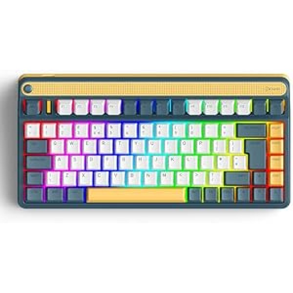 IQUNIX A80 Explorer mehāniskā tastatūra (UKLayout), TKL bezvadu 2,4 GHz Bluetooth 5.0 vadu TypeC spēļu tastatūra ar 84 taustiņu RGB fona apgaismojumu, noliekti Frow PBT taustiņi,