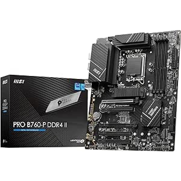 MSI PRO B760-P DDR4 II mātesplate, Micro ATX — atbalsta 12. un 13. paaudzes Intel Core procesorus, LGA 1700 — DDR4 atmiņas palielināšana 5333+MHz/OC, PCIe 4.0 x16 sloti, M.2 Gen4 sloti, 2. 5G LAN.