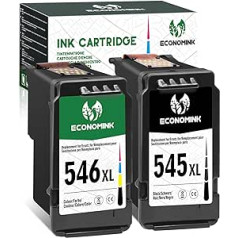 Economink 545 546 XL Multipack, Kasetnes 545 546 Savietojams ar Canon printera kasetni 545 546, PG-545XL Black, CL-546XL Color Piemērots Canon PIXMA TS3300, TS3150, TS3350, TS3350