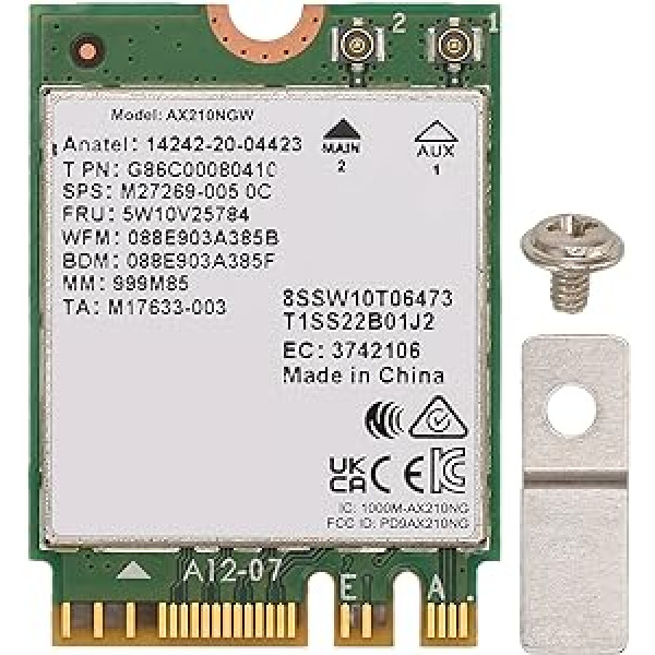 AX210NGW NGFF M2 WiFi kortelė, WiFi 6 5374Mbps Bluetooth 5.2 Triple Band 2.4G/5G/6G Wireless Gigabit Network Card, Palaiko MU MIMO, skirta Windows 10, Linux (daugiau nei 5.1), skirta Chrome OS