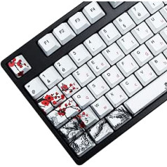 MOLGRIA Keycaps 111 Set for 62 105 109 Mechanical Keyboard, Custom PBT OEM Profile Key Caps for French with Keycap Puller for Gateron Kailh Cherry MX Switch ISO Layout Keyboard (Plum Blossom)