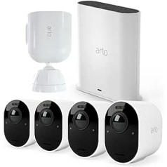 Arlo Ultra2 āra novērošanas kamera un bezmaksas drošības stiprinājuma komplekts, 4 komplekts, balts, Arlo Secure plāna pārbaudes periods