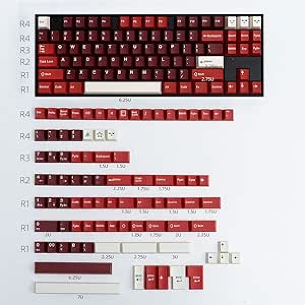 mintcaps Jamon Keycaps Set 173 Keys Cherry Profile Doubleshot Custom Keyboard Red Keycaps ISO ANSI Cherry MX mehāniskajām tastatūrām