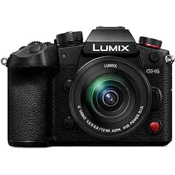 Panasonic LUMIX DC-GH6M hibrīda kamera ar objektīvu FS12060 (25 MP, Dual IS, OLED skatu meklētājs, aizsardzība pret aukstumu/putekļu/šļakatām) melna