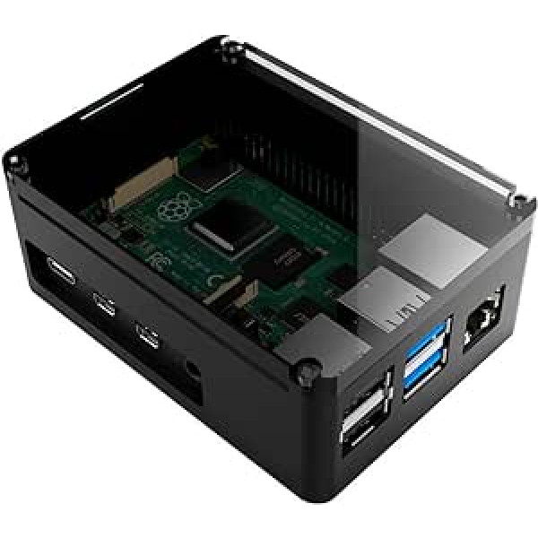 anidees Alumīnija Pi futrālis Raspberry Pi 4 Model B — melns (AI-PI4-BB)