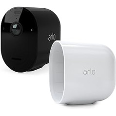 Arlo Pro3 WLAN Outdoor Surveillance Camera, 2K UHD, 6 Month Battery, Colour Night Vision, 2-Way Audio, Additional Camera with Free Camera Body, with 90-Day Secure Plan Test Period, Black/White