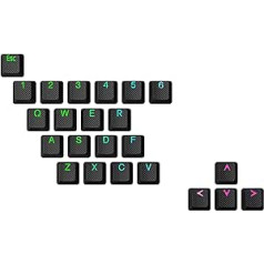 Ranked Rubber Keycap Set | Double Shot Caurspīdīgs | OEM profils mehāniskai spēļu tastatūrai (melns, 23 taustiņi)