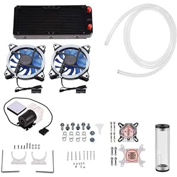 Tosuny Liquid Cooler DIY 240mm CPU Water Cooler CPU/GPU Block Pump Container High Performance Dual LED Fan with Lower Noise, All-in-One Water Cooling Kit, Thermaltake Device