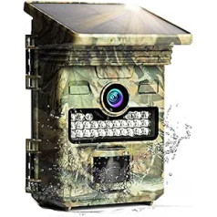 WACHMAN Solar Wildlife Camera with Motion Sensor Night Vision, 2K Hunting Camera 90° View with 0.3s Quick Trigger, Extended Optics with 26 High-Quality IR LEDs, Wildlife Camera with IP68