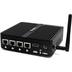 HYSTOU Firewall Appliance Industrial Mini PC, Celeron J4125 ar 8 GB DDR4 256 GB SSD Opnsense Pfsense Router Fanless Mini PC Windows 10 Pro 4 x RJ45 LAN Network Micro Appliance 4K HD Wifi2.4G + 5.0G