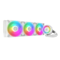 ARCTIC Liquid Freezer III 420 A-RGB — ūdens dzesēšanas dators, AIO CPU ūdens dzesētājs, Intel un AMD, efektīvs PWM kontrolēts sūknis, ventilators: 200–1900 apgr./min, LGA1851 un LGA1700 kontakta rāmis — balts