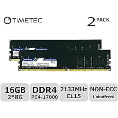 Timetec 16 GB KIT (2 x 8 GB) DDR4 2133 MHz PC4-17000 bez ECC, nebuferēts 1,2 V CL15 1Rx8 viena ranga 288 kontaktu UDIMM galddatora datora atmiņas RAM moduļa jauninājums (16 GB KIT (2 x 8 GB))