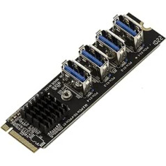 M.2 (M2 NGFF PCIe M atslēga) replikācijas karte USB 3.0 Bitcoin ieguvei — 4 porti — USB PCIe stāvvada pievienošanai