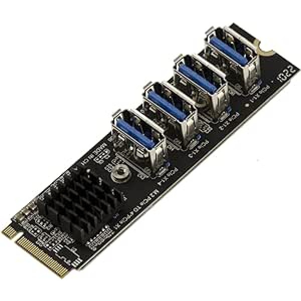 M.2 (M2 NGFF PCIe M atslēga) replikācijas karte USB 3.0 Bitcoin ieguvei — 4 porti — USB PCIe stāvvada pievienošanai