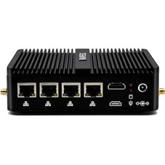 FANPEEC Firewall Mini PC Celeron J4125, Firewall Appliance AES-NI, Industrial PC 8GB RAM 128GB SSD, Fanless Industrial PC Windows 10 Pro 4 LAN, COM, HD, SIM slots, Dual-Band WiFi, BT 4.0