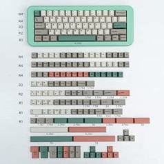 piparmētru vāciņi 9009 pelēki taustiņu vāciņi, 192 taustiņu komplekts Cherry profils Doubleshot pielāgota tastatūra Retro tastatūras ISO ANSI priekš Cherry MX 60% 65% 70% 75% mehāniskās tastatūras