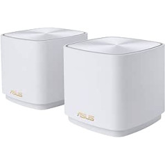 ASUS Ai Mesh AX-WLAN sistēma ZenWiFi XD4 White (2-in-1 tīkla piekļuves punktu komplekts, AX1800 WiFi 6, 2x Gigabit LAN, lietotņu vadība, nepārtraukta viesabonēšana, AiProtection)