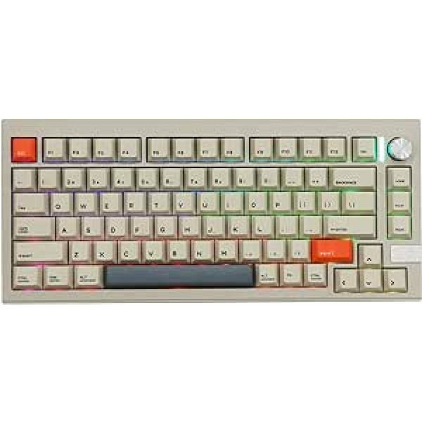 EPOMAKER CIDOO V75 VIA programmējama mehāniskā tastatūra, 81 taustiņu blīvējuma trīsrežīmu spēļu tastatūra ar uz dienvidiem vērstu LED, pagriežamo pogu, porona putas priekš E-Sport Mac Win